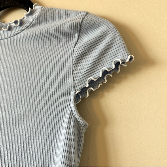 Aritzia-Sunday Best Crowne Scalloped Detail Baby Blue Tee (Size:Small) - Picture 7 of 9